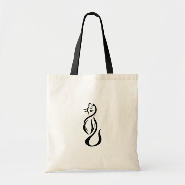 Black cat tote bag (Front)