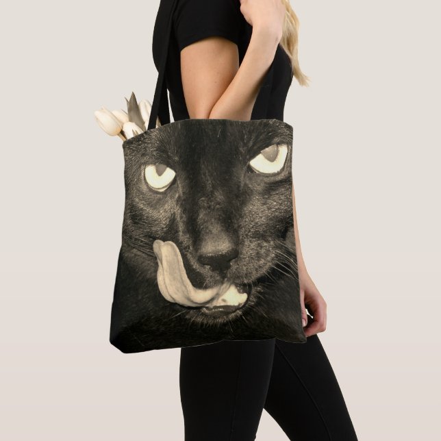 Black Cat Tote Bag (Close Up)