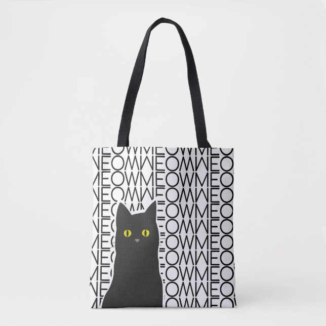 Black Cat Tote Bag (Front)