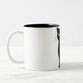 Black cat Two-Tone coffee mug