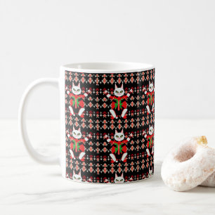 Black Cat Ugly Christmas Sweater Pattern Christmas Coffee Mug