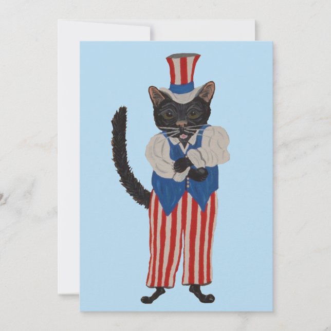 Black Cat Uncle Sam Invitation (Front)