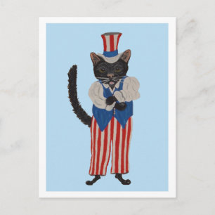 Black Cat Uncle Sam Invitation Postcard