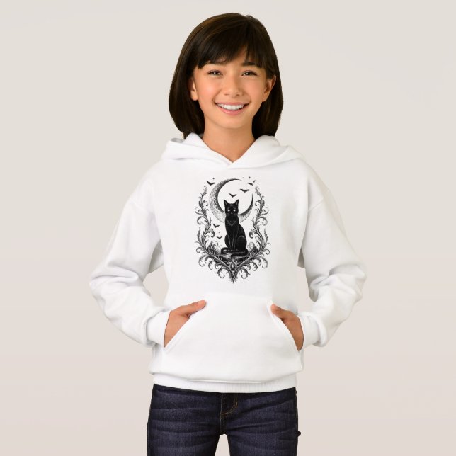 Black Cat Under Moon Gothic Witchy Design (Front Full)