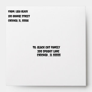 Black Cat Under Orange Moon  Halloween Invitation Envelope