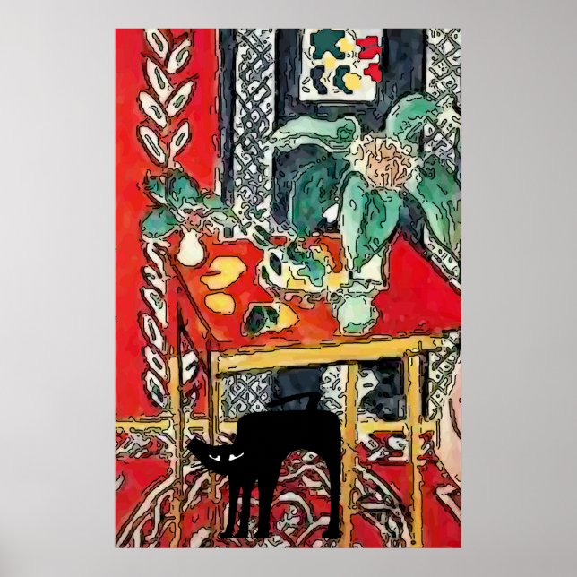 Black Cat Under Table Poster (Front)