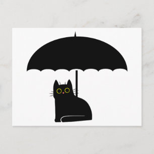 Black Cat under Umbrella Postcard