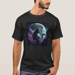 Black Cat Unicorn Moon T-Shirt