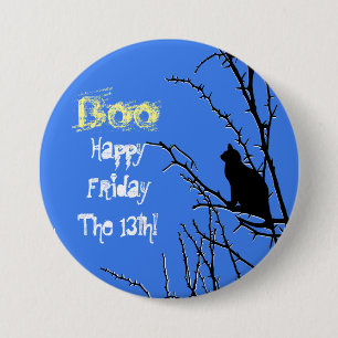 Black Cat Up A Tree 7.5 Cm Round Badge