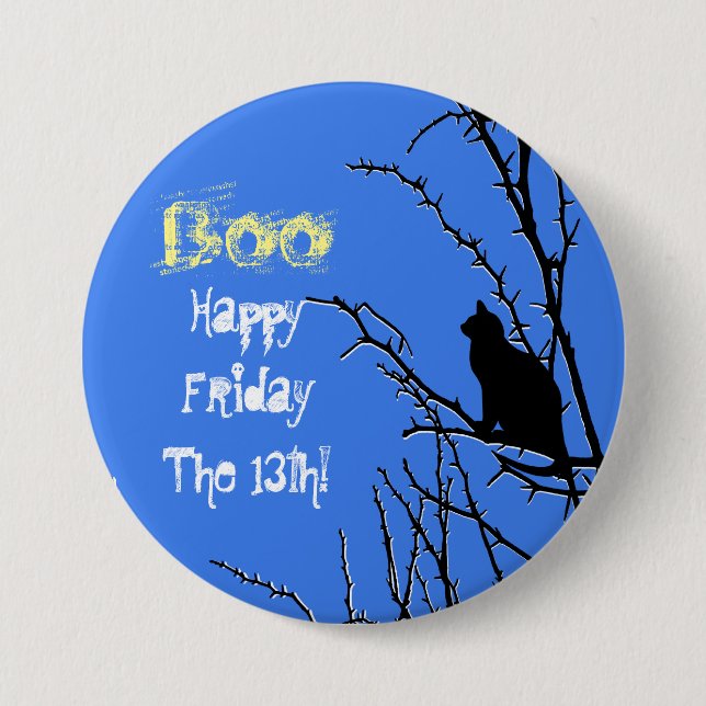 Black Cat Up A Tree 7.5 Cm Round Badge (Front)