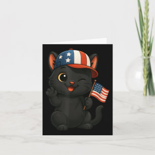 Black Cat Usa Flag 4th July Independence Day Mum D Card