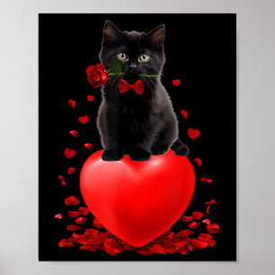 Black Cat Valentine Shirt Women Girls Kids Valenti Poster