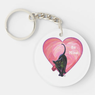 Black Cat Valentine's Day Key Ring