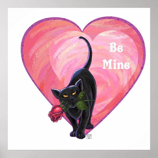 Black Cat Valentine's Day Poster (Front)