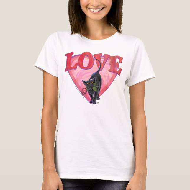 Black Cat Valentine's Day T-Shirt (Front)