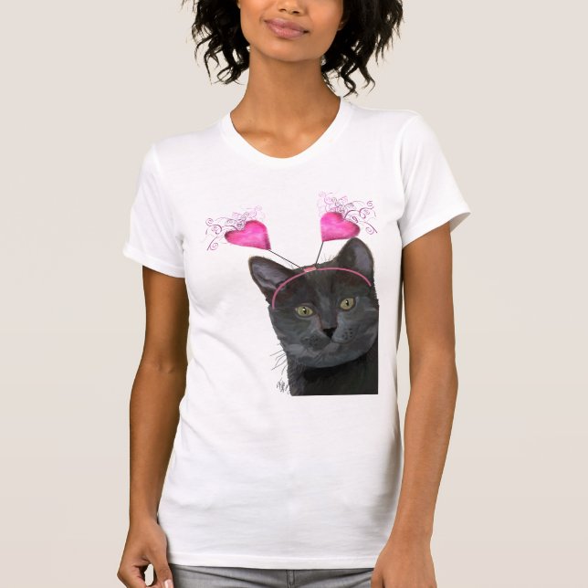 Black Cat Valentines T-Shirt (Front)