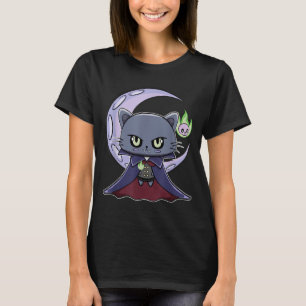 Black Cat Vampire Dracula And Magic Fire For T-Shirt