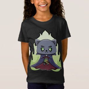 Black Cat Vampire Dracula And Pizza Monster For Ha T-Shirt