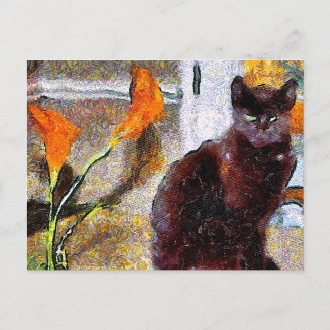 Black Cat Van Gogh Postcard (Front)