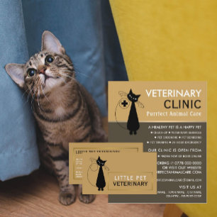 Black Cat, Veterinarian, Veterinary Service Business Card