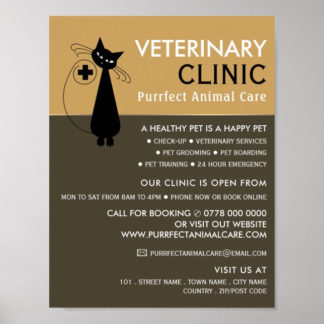 Black Cat, Veterinarian, Veterinary Service Poster (Front)