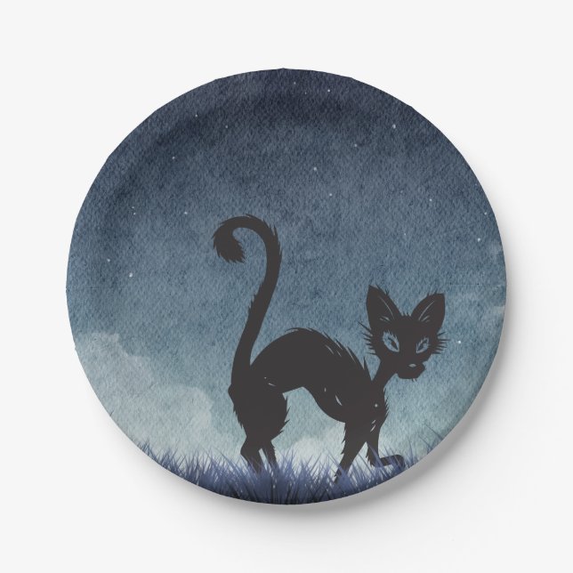 Black Cat VibesPaper Plate (Front)