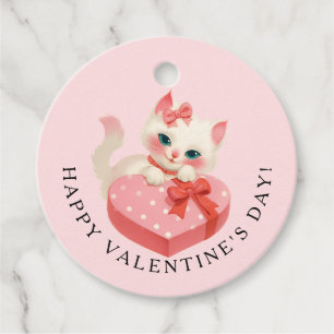 Black Cat Vintage Cat Valentine’s Day Favour Tags