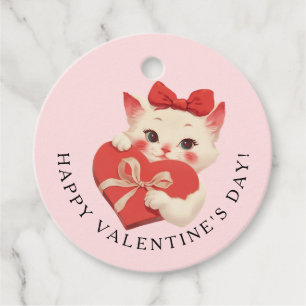 Black Cat Vintage Cat Valentine’s Day Favour Tags