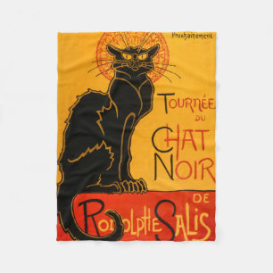 Black Cat Vintage Halloween Steinlen Poster Fleece Blanket