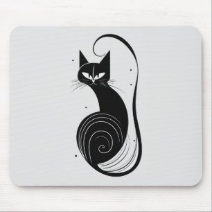 Black cat vintage Mouse pad