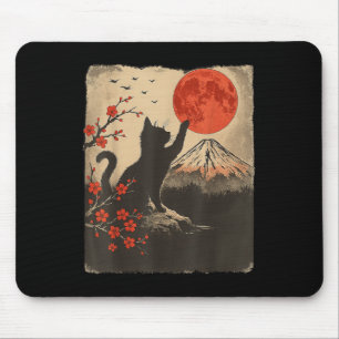 Black Cat Vintage Retro Japan Art Japanese Theme G Mouse Pad