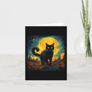 Black Cat Vintage Retro Style Cat Art Work Cat Lov Card