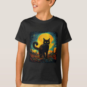 Black Cat Vintage Retro Style Cat Art Work Cat Lov T-Shirt