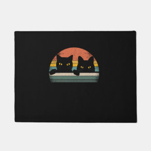 Black Cat Vintage Retro Style - Cats Lover Gift  Doormat