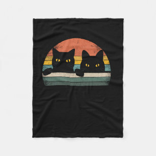 Black Cat Vintage Retro Style - Cats Lover Gift  Fleece Blanket