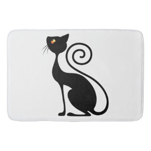 Black Cat Vintage Style  Bath Mat