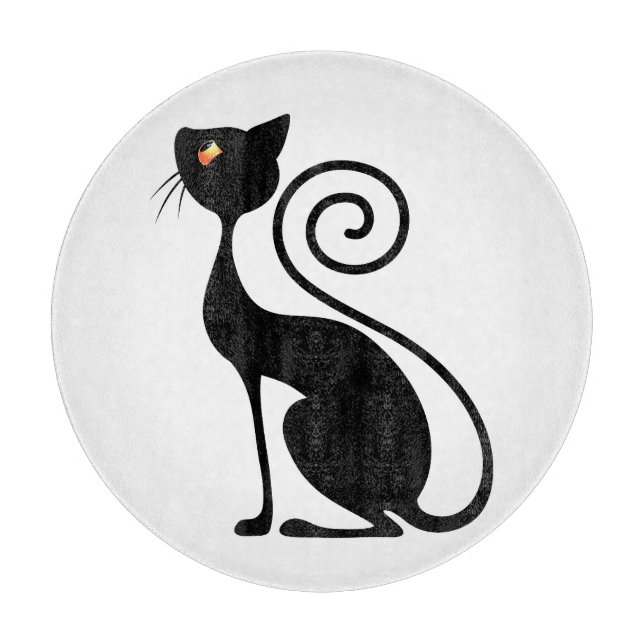 Black Cat Vintage Style Design Cutting Board (Front)