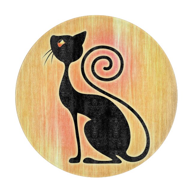 Black Cat Vintage Style Design Cutting Board (Front)