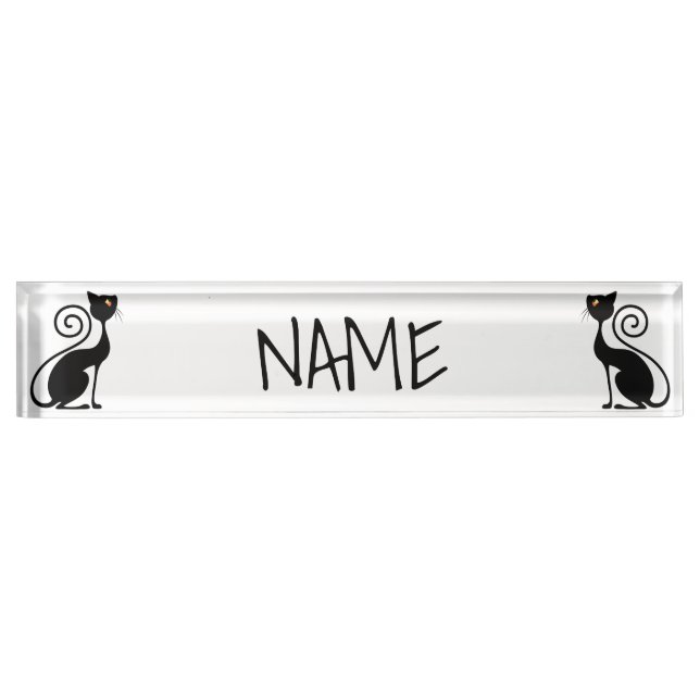 Black Cat Vintage Style Design Nameplate (Front)