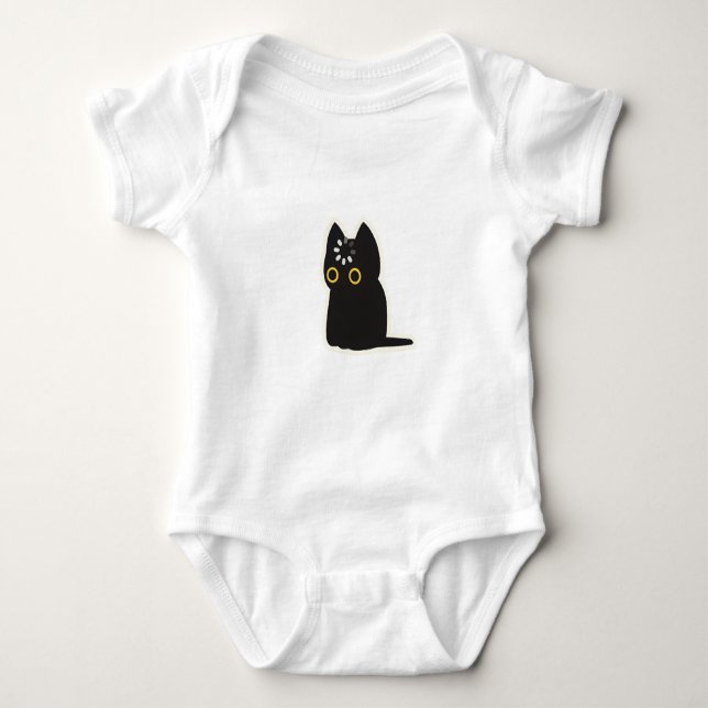 Black Cat Void Loading Cute Silly Funny Animal Lov Baby Bodysuit (Front)