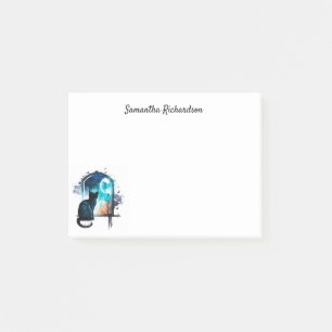 Black Cat Watercolor Moon Silhouette Personalised Post-it Notes