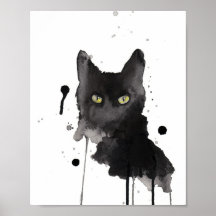 black cat watercolor
