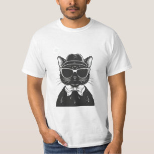 black cat wearing sunglasses, funny cat  T-Shirt