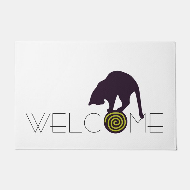 Black Cat Welcome Doormat (Front)