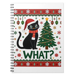 Black Cat What Pushing Christmas Tree Funny Cat Xm Notebook