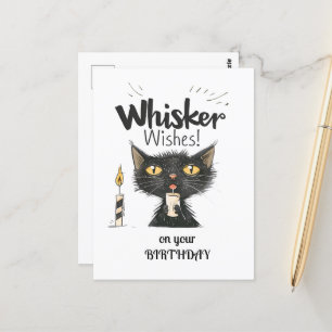 Black Cat Whisker Wishes on Your Birthday Postcard