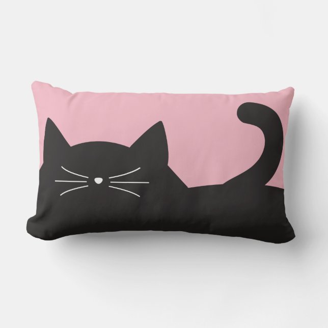 Black Cat, Whiskers and Tail Lumbar Cushion (Front)