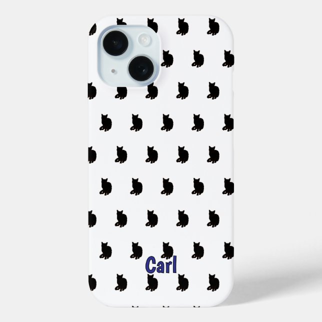Black Cat (White) Case-Mate iPhone Case (Back)