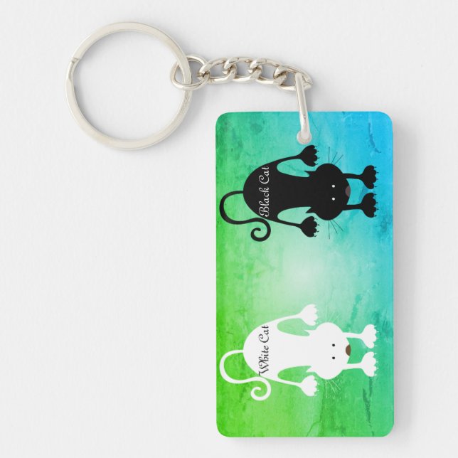 Black Cat | White Cat Key Ring (Front)