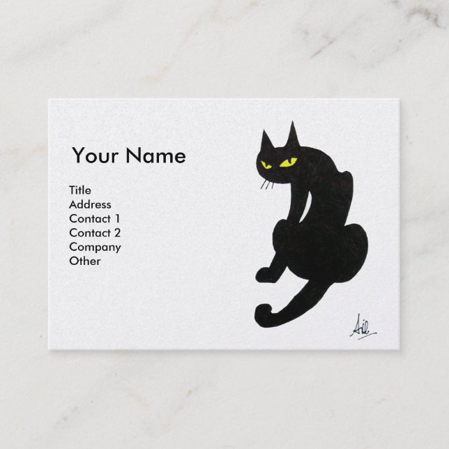 BLACK CAT , White Pearl Paper Business Card (Front)